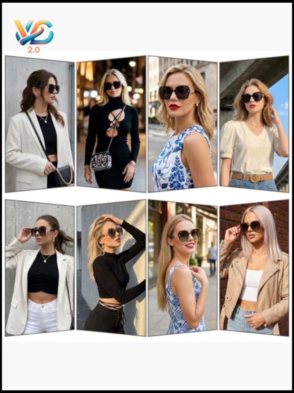 Oversized Vintage Square Sunglasses 2-Pack Retro 70s Style UV400 Protection - Picture 6 of 7